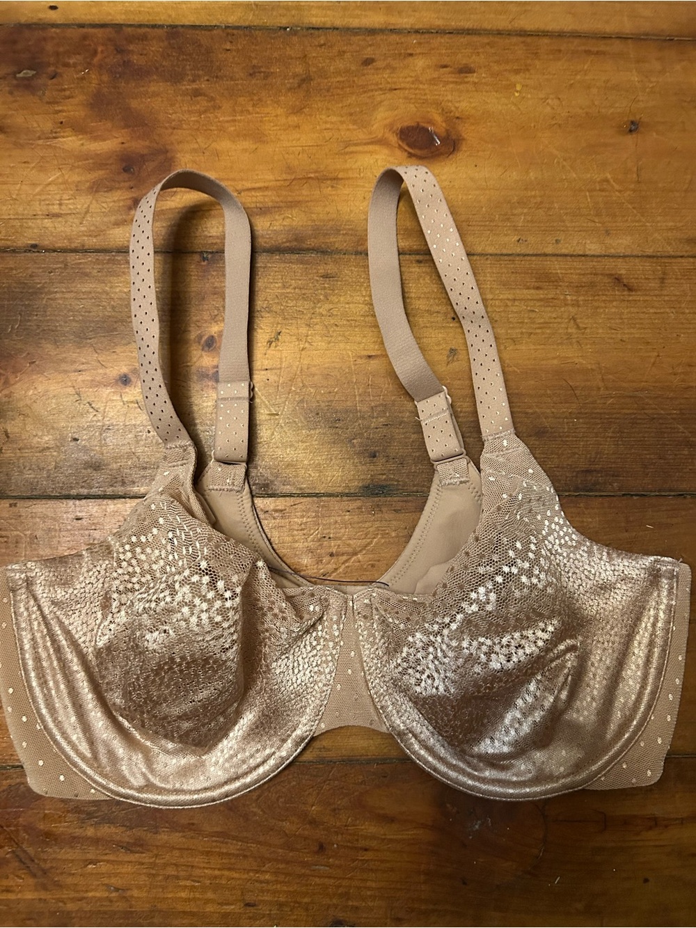 Wacoal Beige Shimmer Underwire Bra 855303 full cup underwire soft